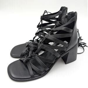 Steve Madden Cherri 30 Leather Strappy Gladiator Sandals Black Size US8M EU39